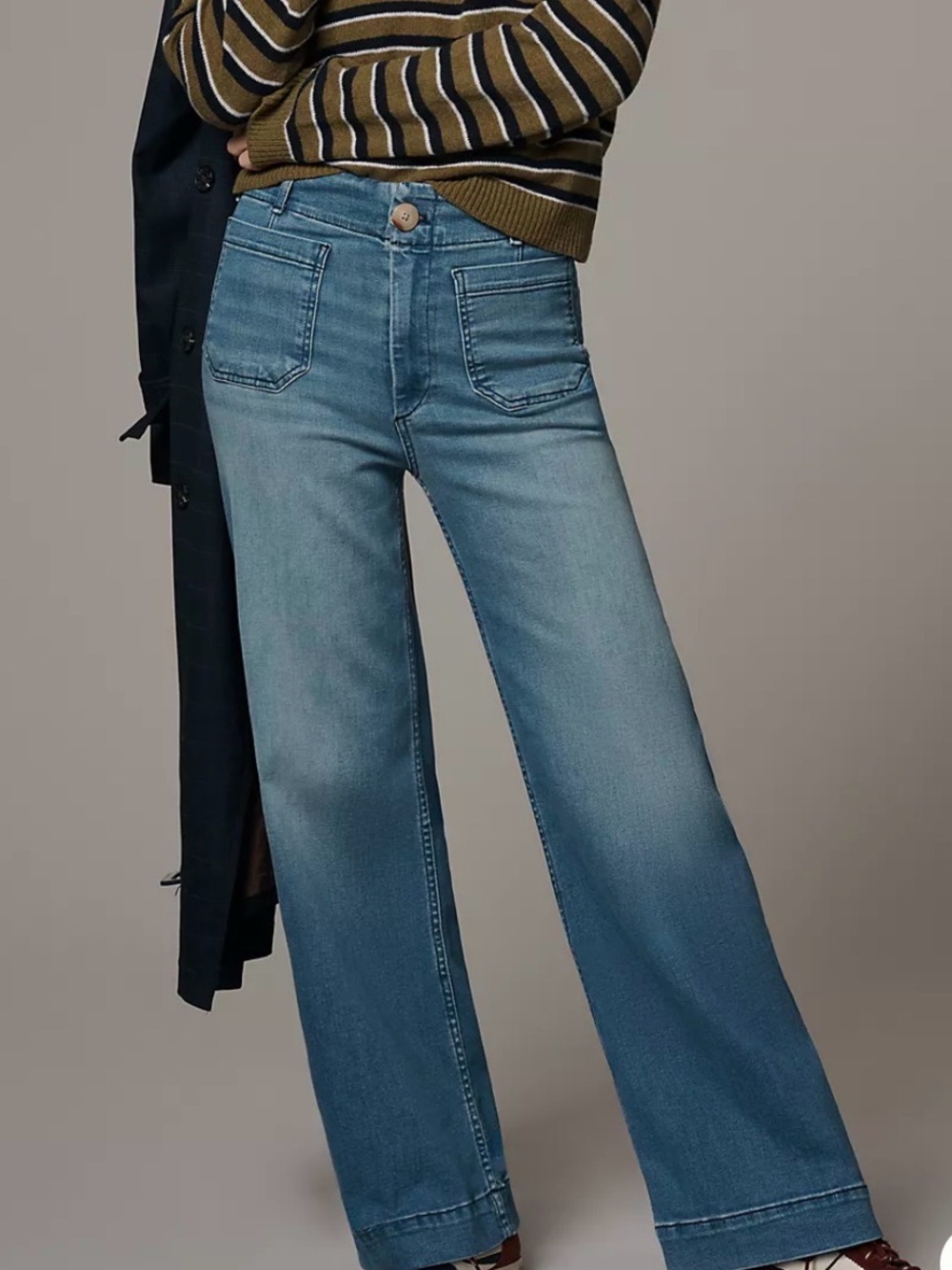 Anthropologie Maeve Colette High-Rise Wide Leg Full-Length Jeans 32T 32 X 33